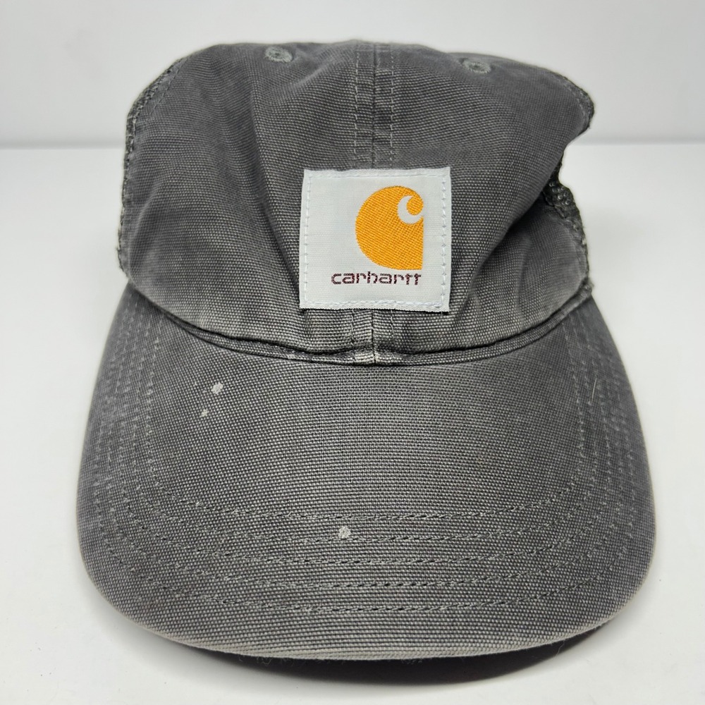 Carhartt Trucker Hat Gray Mens OSFM Mesh Snapback Canvas Workwear Cap 100141